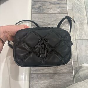 Steve Madden Black Quilted Leather Crossbody Camera Bag